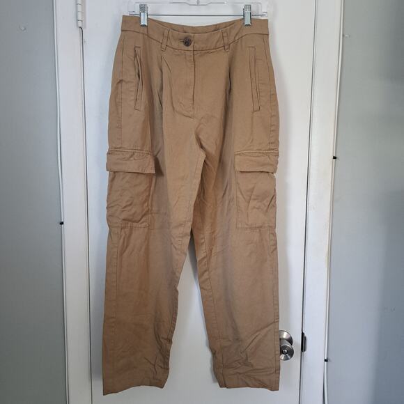 Old Navy Extra High Rise Taylor Straight Trouser Pants Tan Cargo Women's Medium - Picture 1 of 7
